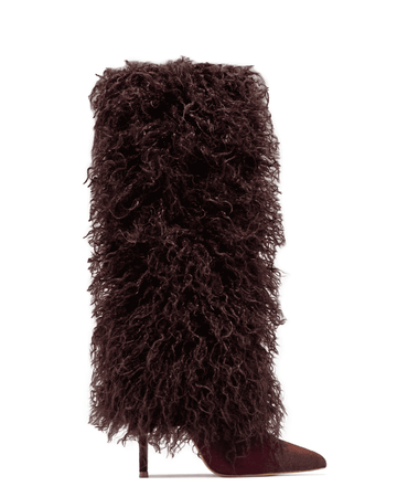 Bota Renata Vino con Tacón de Aguja y Peluche para mujer | BeneShoes
