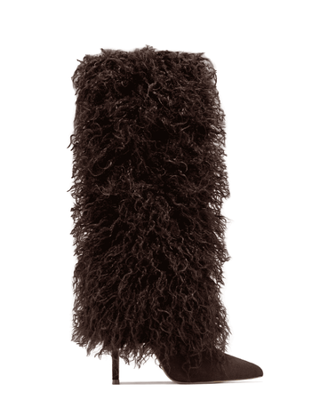 Bota Retana Café con Tacón de Aguja y Peluche para mujer | BeneShoes