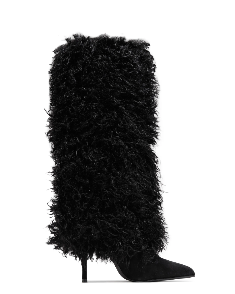 Bota Renata Negra con Tacón de Aguja y Peluche